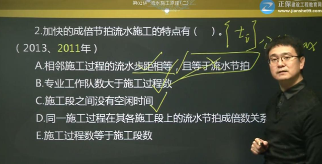 2017年監(jiān)理《進(jìn)度控制》試題點評：成倍節(jié)拍流水施工