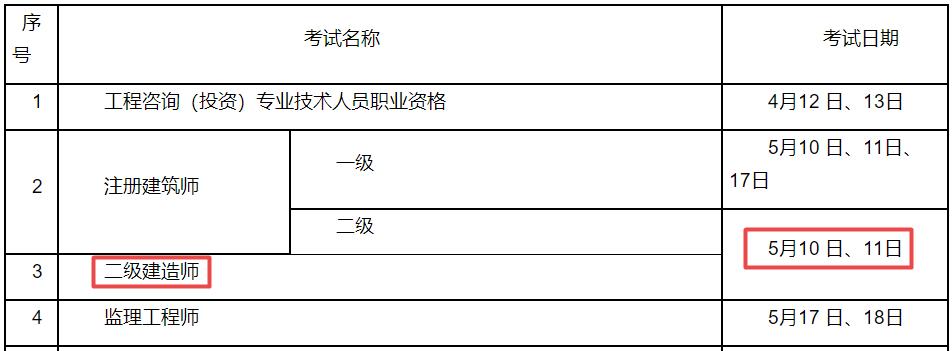 2025年江蘇二級(jí)建造師考試時(shí)間5月10日、11日
